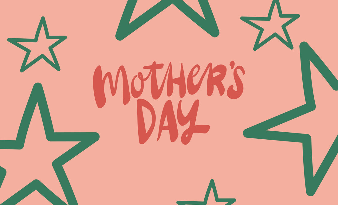 visual with green stars and word Mother's Day