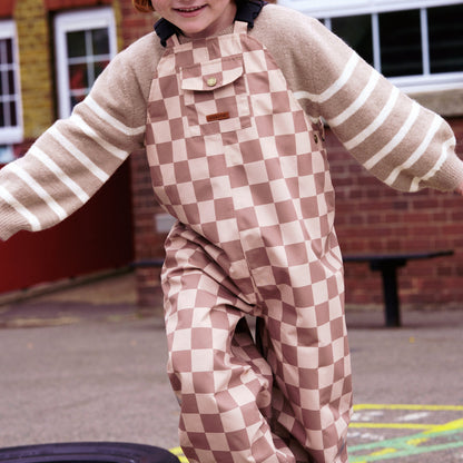 Toastie All Season Waterproof Dungaree - Caramel Checkerboard
