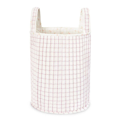 Avery Row Large Quilted Storage Basket - Anemone / Pink Check