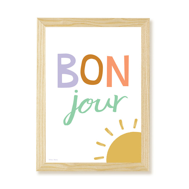 Hibou Design Bonjour Art Print - White