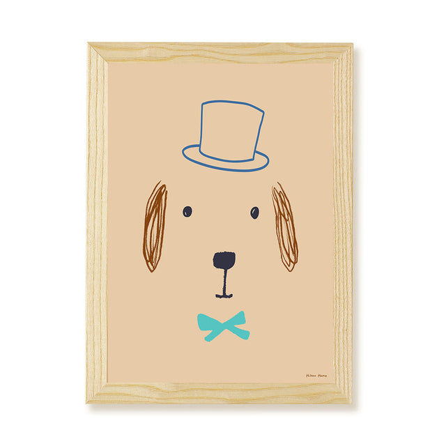 Hibou Design Bruno Dog Art Print - Plaster Pink