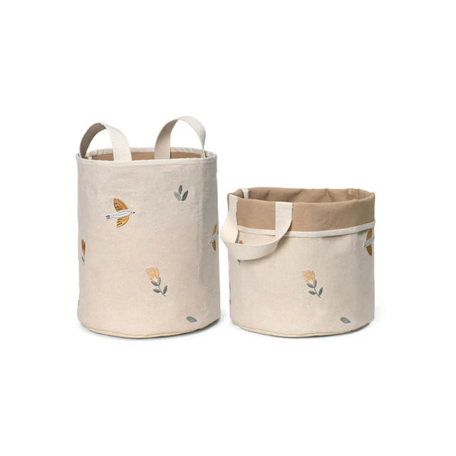 Dear April Small Embroidered Storage Baskets 2 Pack - Songbirds