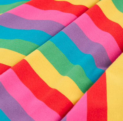 Frugi Sunshine Skater Dress - Foxglove Rainbow Stripe