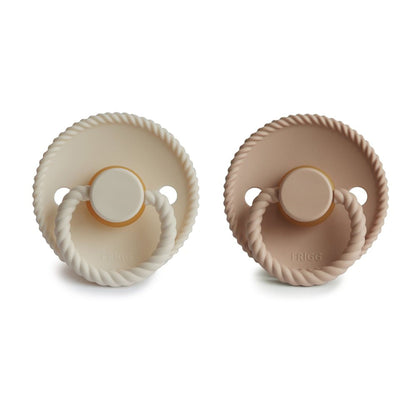 Frigg Rope Latex Pacifiers 2 Pack - Cream/Croissant