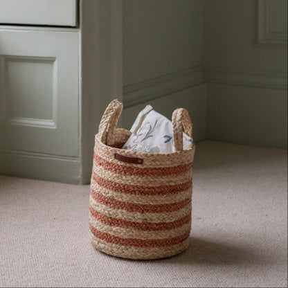 Avery Row Maize Stripe Storage Basket Set Of 3 - Natural