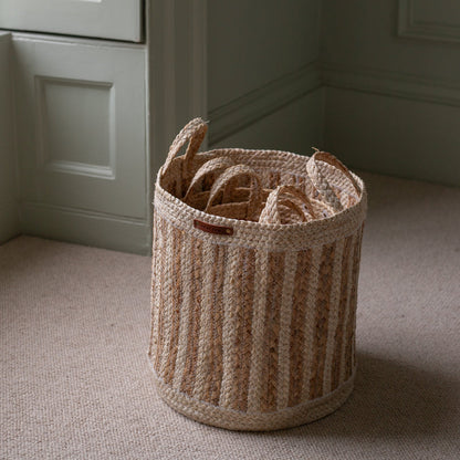 Avery Row Maize Stripe Storage Basket Set Of 3 - Natural