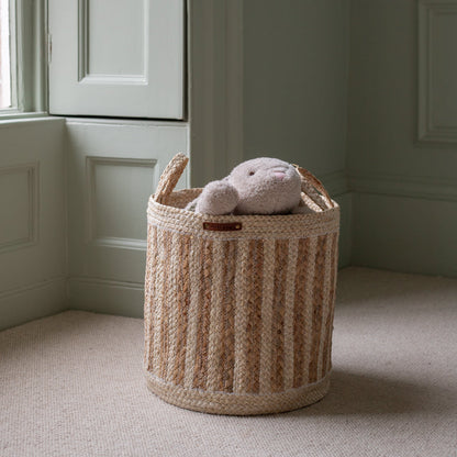 Avery Row Maize Stripe Storage Basket Set Of 3 - Natural