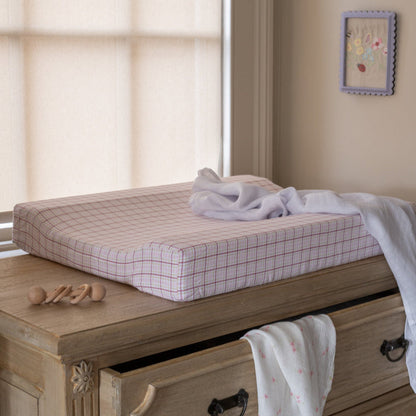 Avery Row Baby Changing Mat - Pink Check