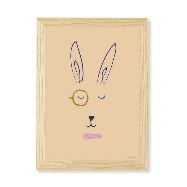 Hibou Design Hector Hare Art Print - Plaster Pink