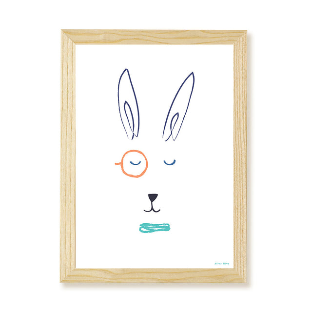 Hibou Design Hector Hare Art Print - White