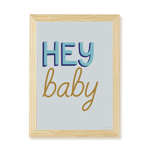 Hibou Design Hey Baby Art Print - Blue