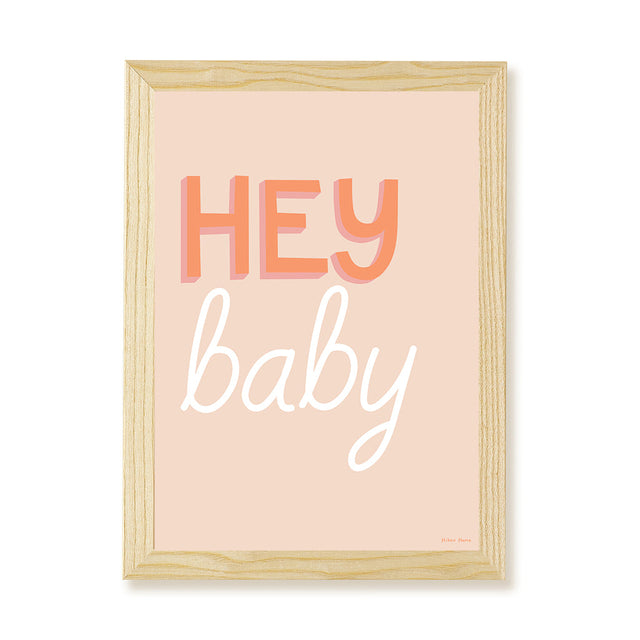 Hibou Design Hey Baby Art Print - Coral