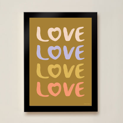 Hibou Design Love Art Print - Olive