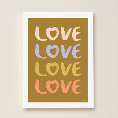 Hibou Design Love Art Print - Olive