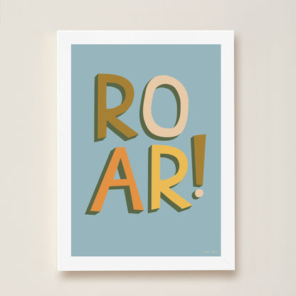 Hibou Design Roar! Art Print - Blue