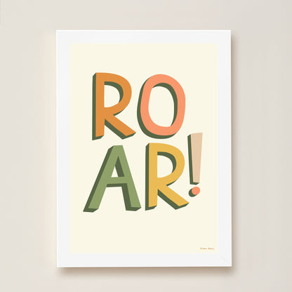 Hibou Design Roar! Art Print - Cream