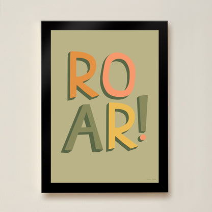 Hibou Design Roar! Art Print - Khaki