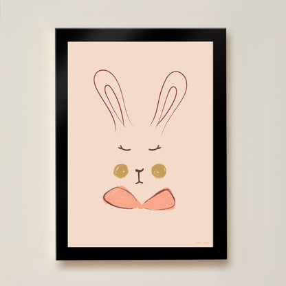 Hibou Design Sylvie Rabbit Art Print - Coral