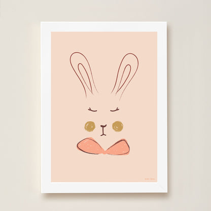Hibou Design Sylvie Rabbit Art Print - Coral
