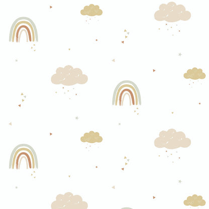Hibou Design Rainbows Wallpaper - Mustard/Rose