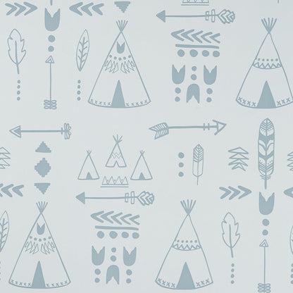 Hibou Design Teepees Wallpaper - Storm Green/Grey