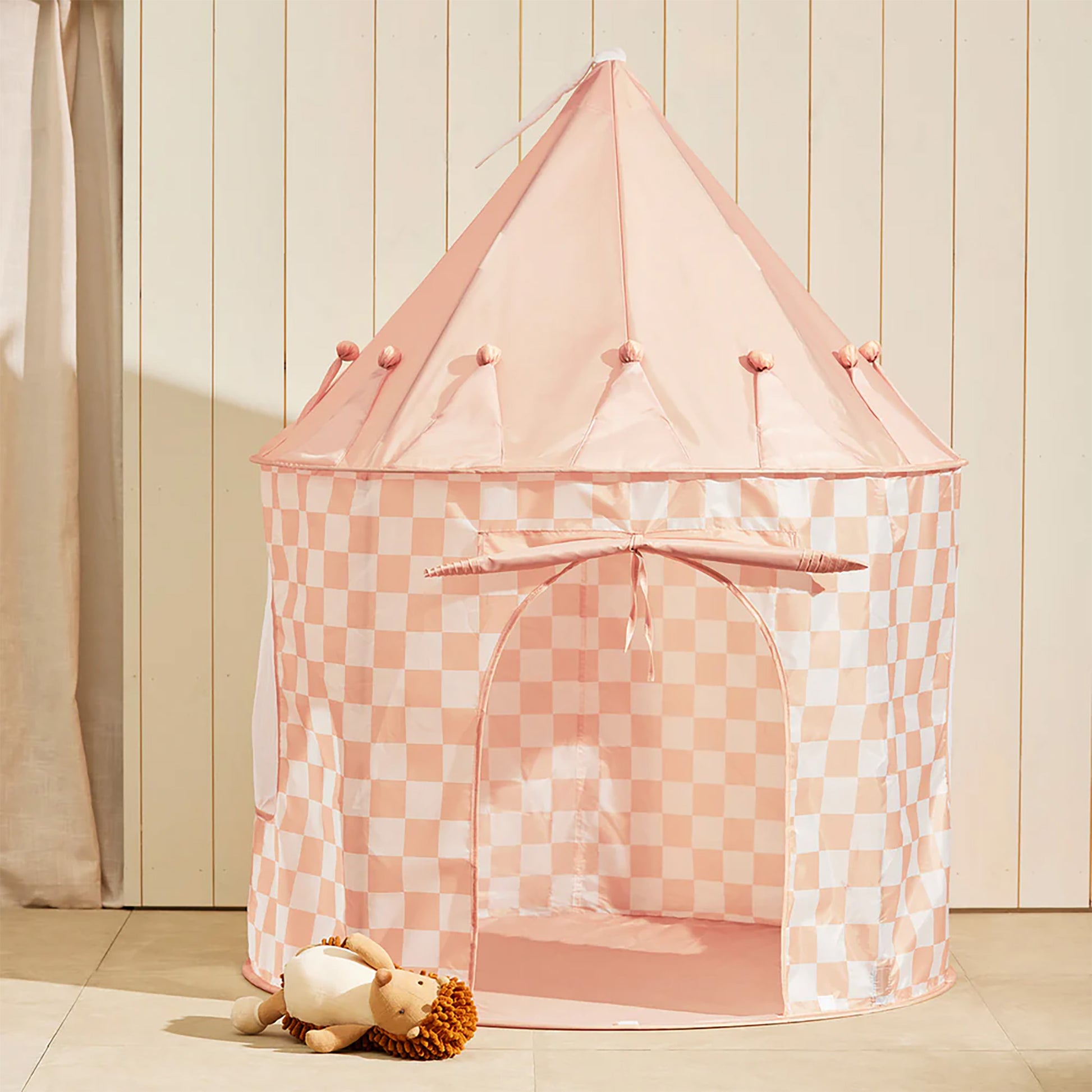 Kids Concept Play Tent - Check Apricot