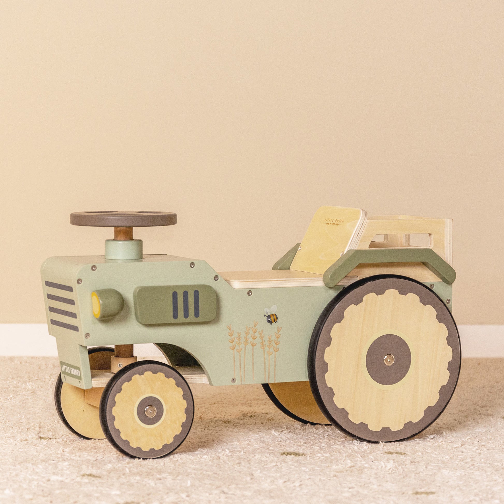 Little Dutch - Wooden Ride On Tractor - Little Farm - side view