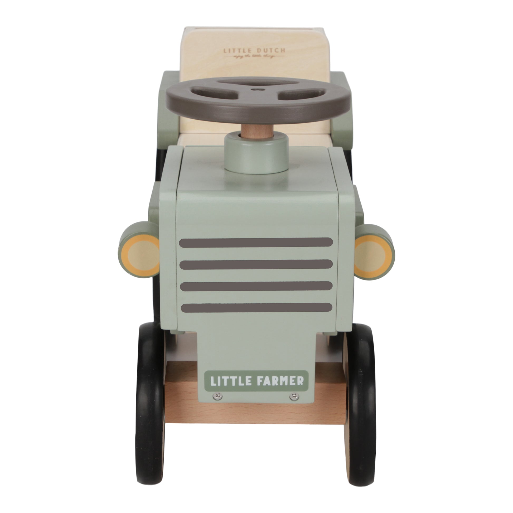 Little Dutch - Wooden Ride On Tractor - Little Farm - front view - wooden