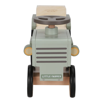 Little Dutch - Wooden Ride On Tractor - Little Farm - front view - wooden
