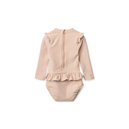 Liewood Baby Sille Seersucker Swimsuit - Pale Tuscany / Creme De La Creme