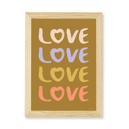 Hibou Design Love Art Print - Olive