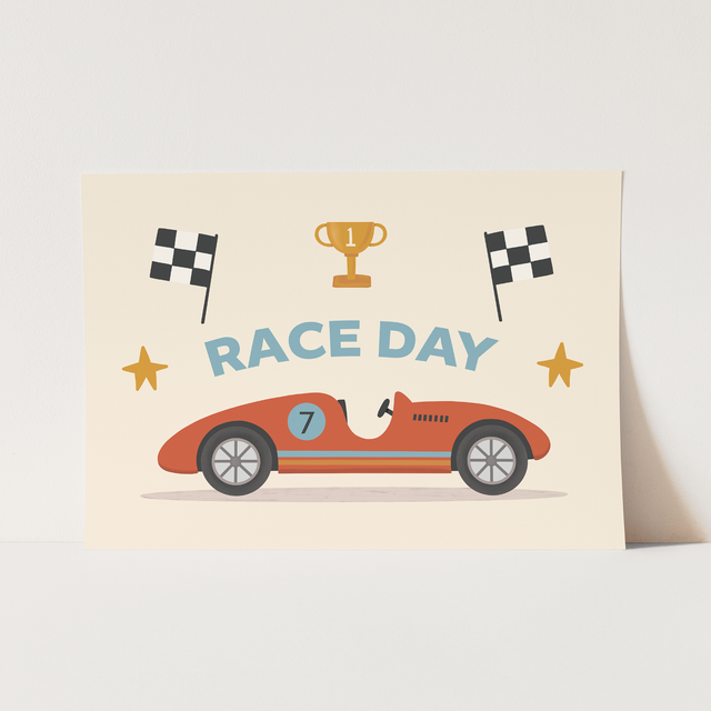 Kid Of The Village Race Day Fine Art Print - Red