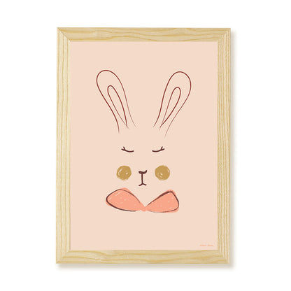 Hibou Design Sylvie Rabbit Art Print - Coral