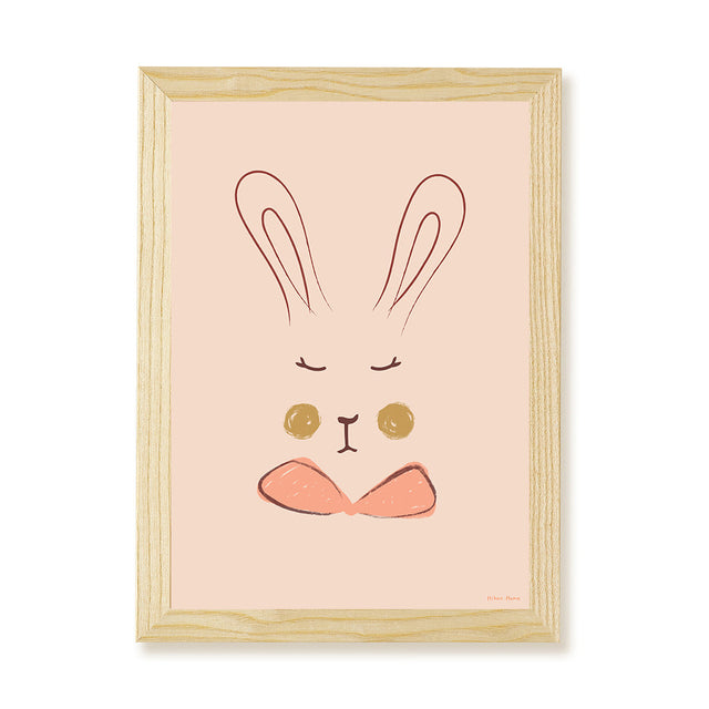 Hibou Design Sylvie Rabbit Art Print - Coral