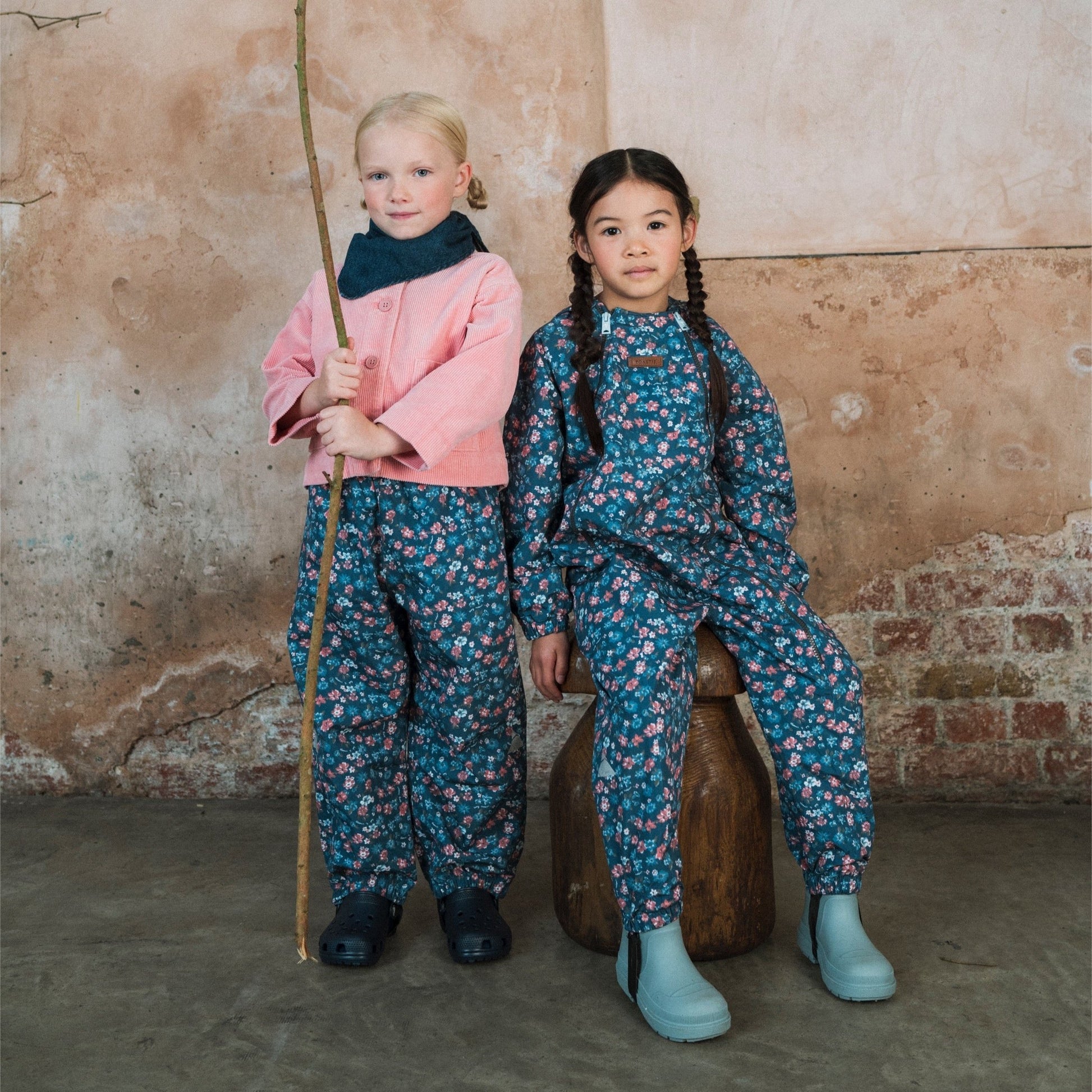 Toastie Waterproof Packable Puddlesuit - Floral Blue Rose Garden