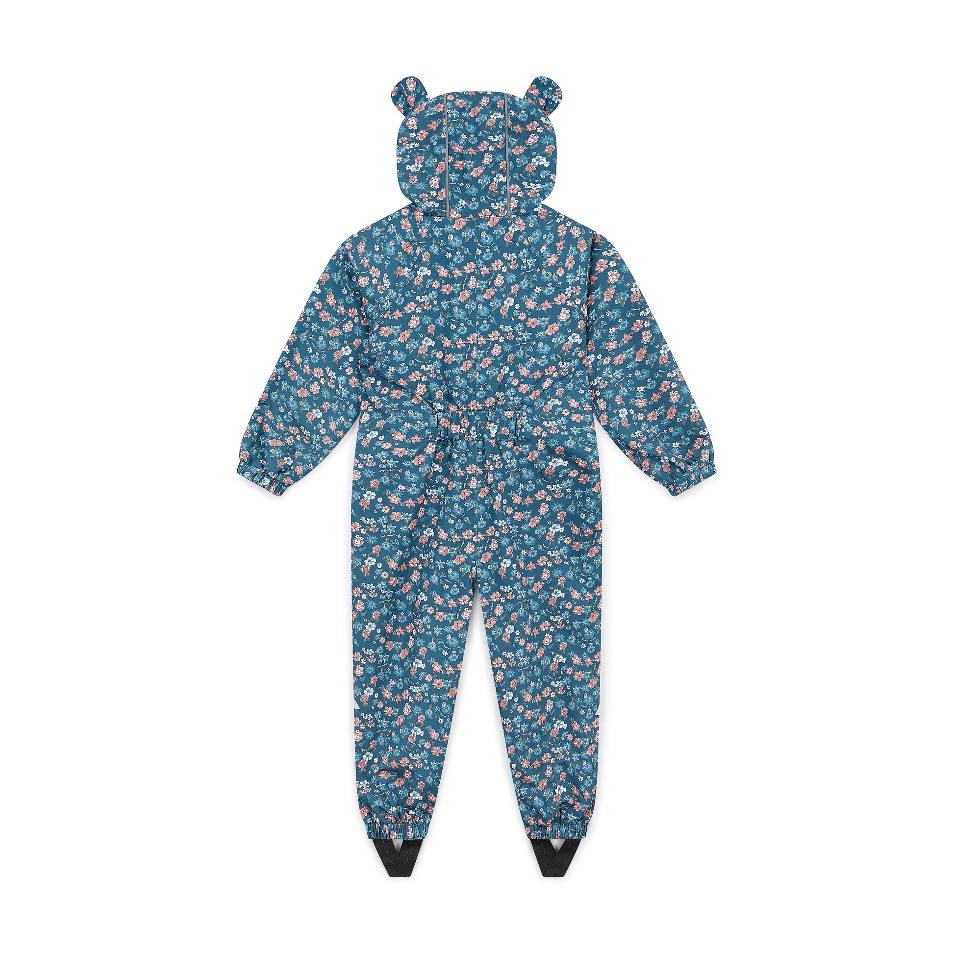 Toastie Waterproof Packable Puddlesuit - Floral Blue Rose Garden - back view
