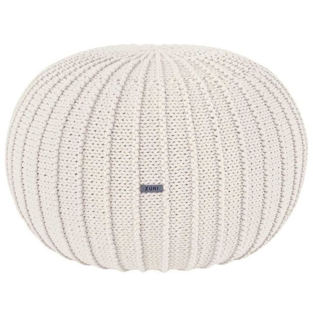 Zuri House Large Knitted Pouffe - Ivory