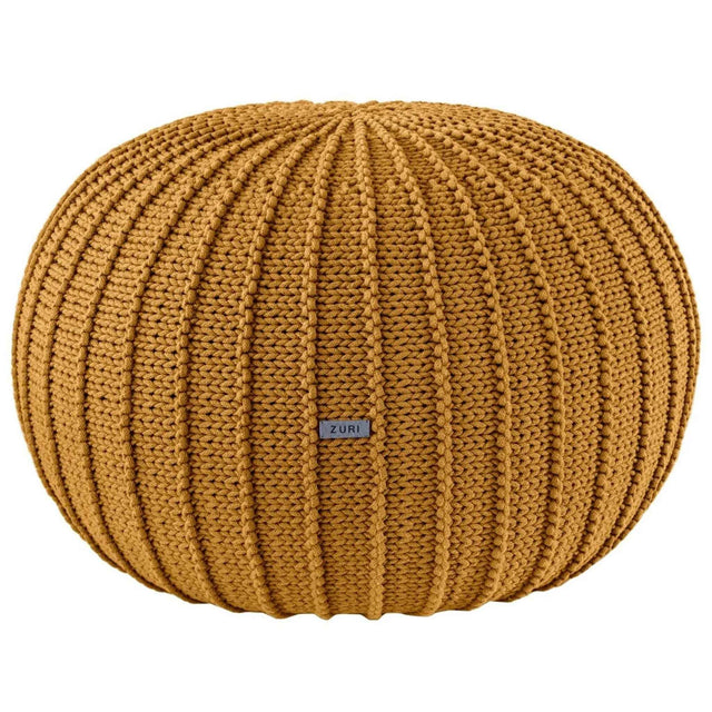 Zuri House Large Knitted Pouffe - Mustard