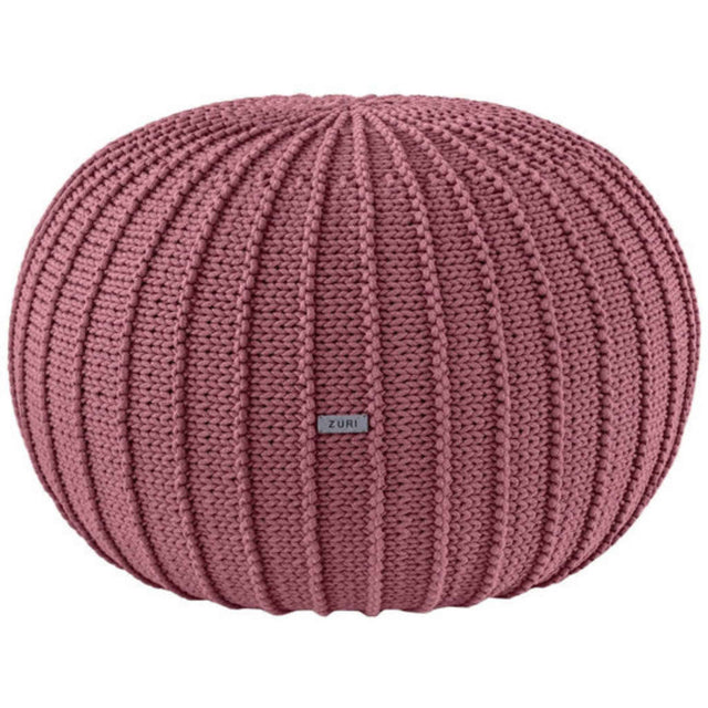 Zuri House Large Knitted Pouffe - Old Rose