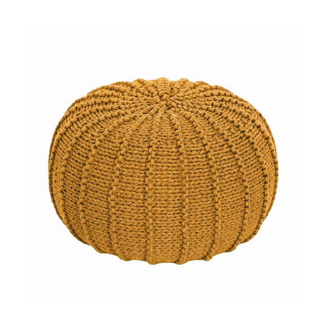 Zuri House Medium Knitted Pouffe - Mustard