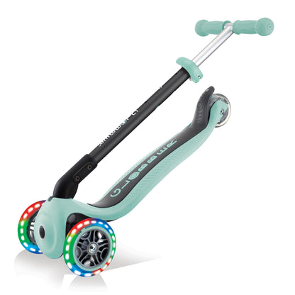 Globber Go Up Foldable Scooter With Lights - Pastel Mint