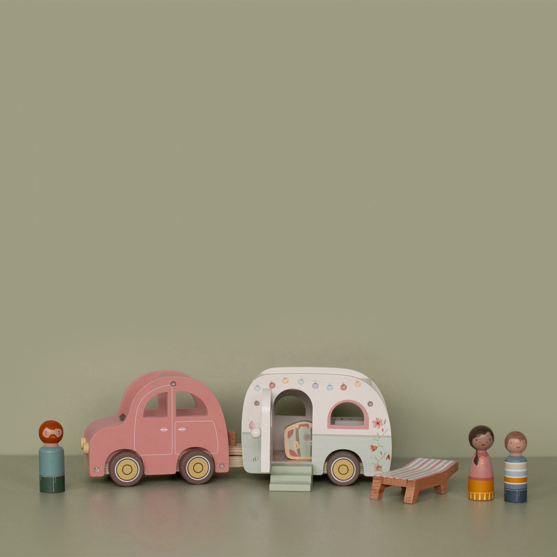 Little Dutch Wooden Toy Car & Caravan