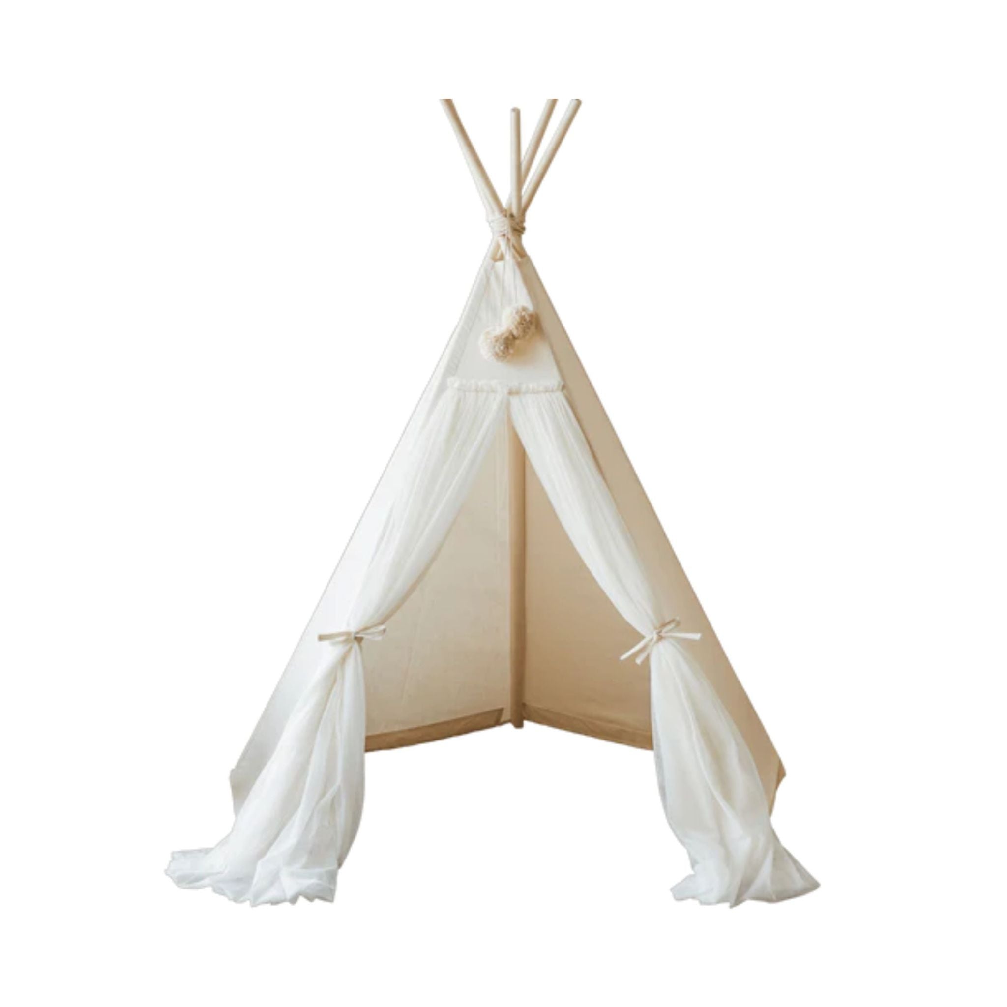 MiniCamp Fairy Teepee Play Tent With Tulle Ecru