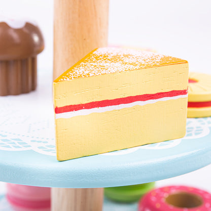 Bigjigs Toys Wooden Cake Stand With Cakes