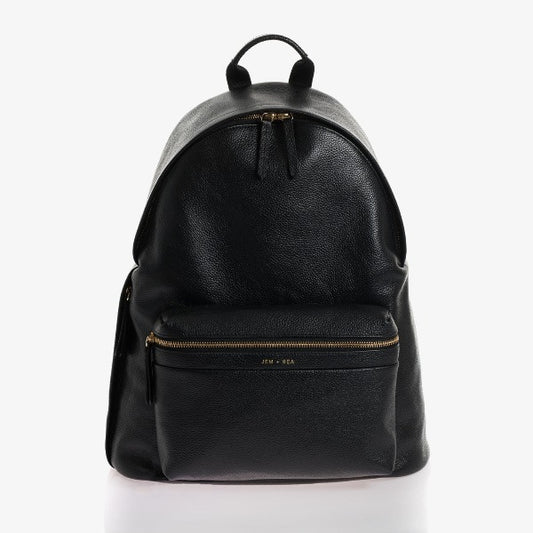 Jem + Bea Jamie Leather Changing Backpack - Black/Gold