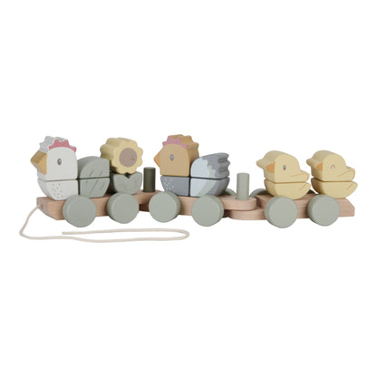 Little Dutch Chicken Wooden Stacking Train - Little Farm