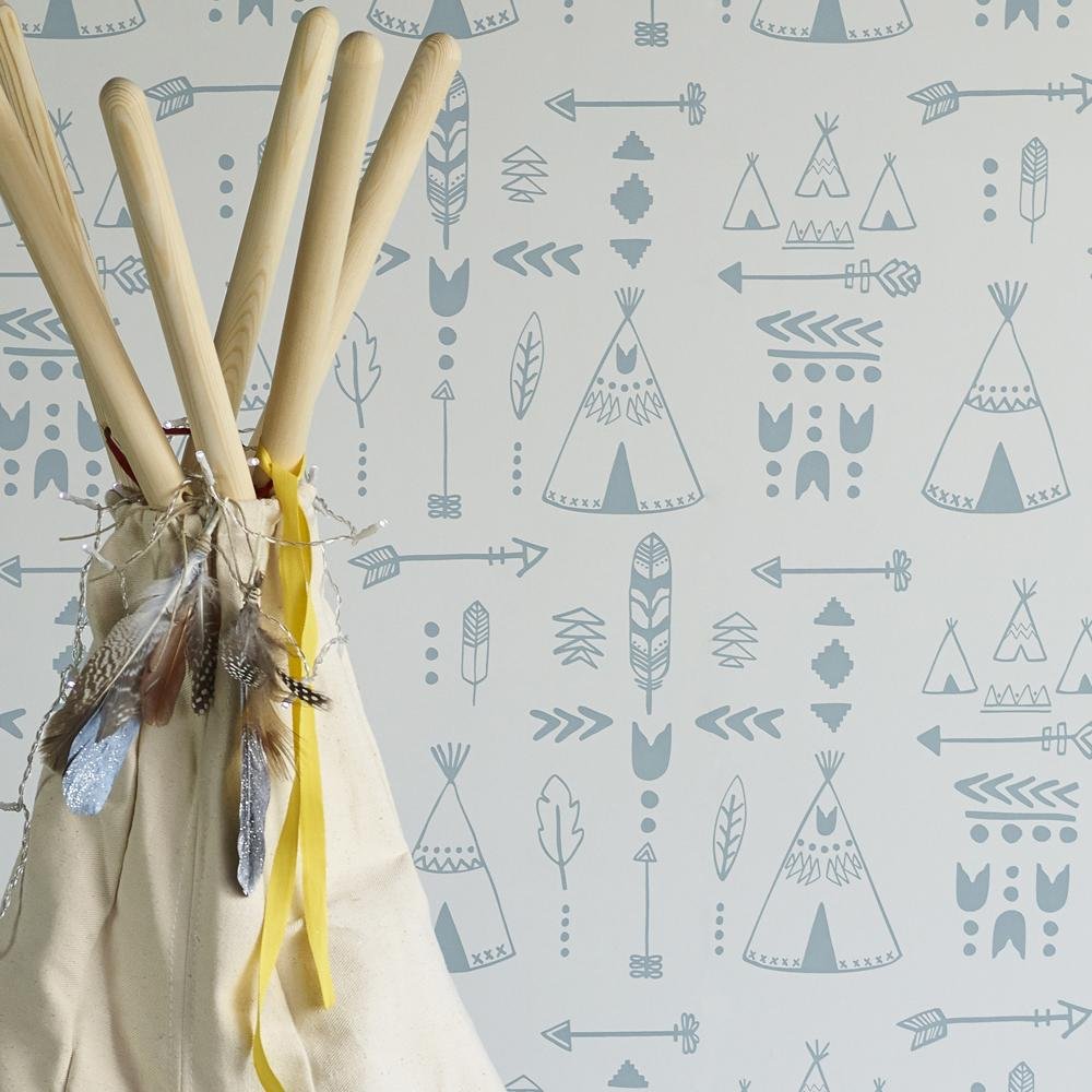 Hibou Home - Teepees wallpaper in Storm Green/Grey - Scandibørn