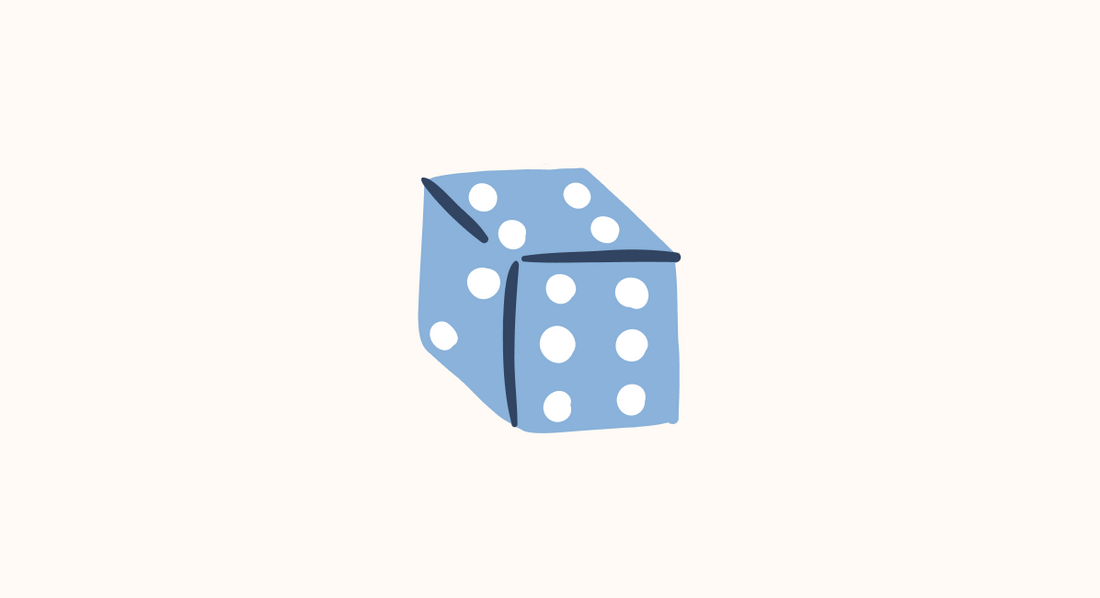 a blue rolling dice
