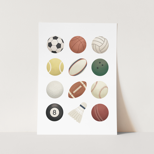 Kid Of The Village Sports Balls Fine Art Print - White