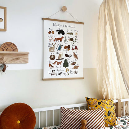 Kid of the Village Woodland Alphabet Fine Art Print - White